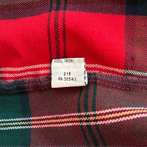 Vtg Van Heusen 417 Plaid Flannel Shirt Mens Lg Tall L/S Red Rockabilly Hipster - Picture 10 of 13